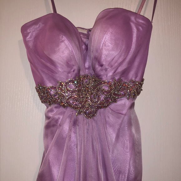 Lavender Prom Dress With Rhinestones + Rouching - Picture 5 of 8